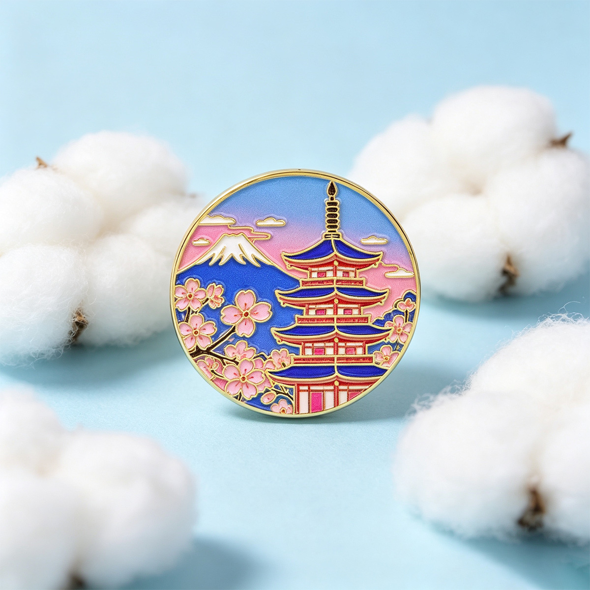Travel Accessories For Japan - Japanische Kirschblüten-Emaille-Anstecknadel, Vintage Revers-Brosche, Ästhetisches Sakura-Abzeichen,