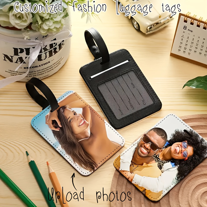 Travel Accessories Meaning - Personalisierte Foto-Leder-Gepäckanhänger, Farbenfrohe Muster-Boardingpass-Anhänger Reisezubehör Sinnvolles