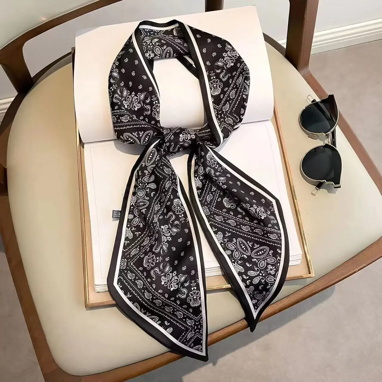 Travel Accessories Luxury Brands - Design-Print Schmaler Schal Karierter Pferdehaarband-Schal Schmale
