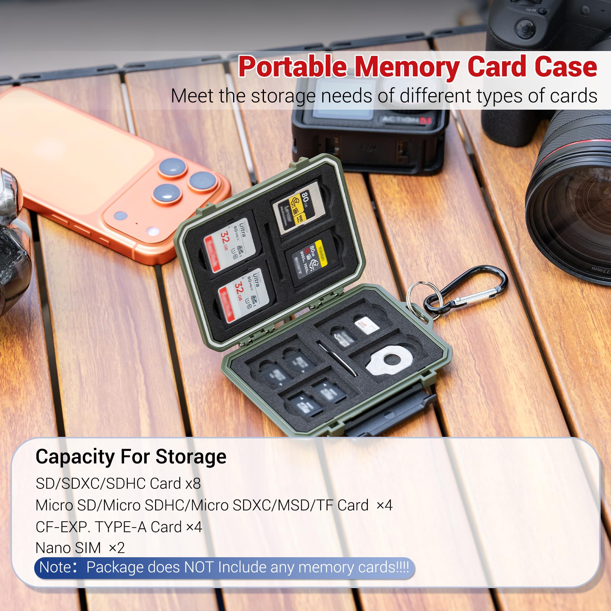 Sim Card Holder Case - 18-Fach Wasserdichtes Speicherkartenetui für 8 SD-