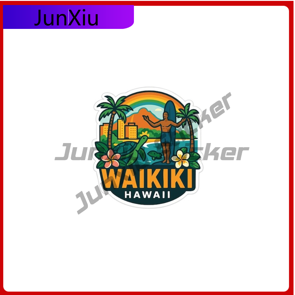 Travel Accessories Hawaii - Waikiki Hawaii Reiseaufkleber, Vinyl, Sonnenschutz, Aufkleber,