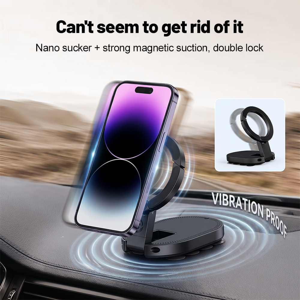 Travel Accessories Case - 360 ° Rotierbarer 3-in-1-Saugnapf-Magnet-Handyhalter, mehrfach verstellbarer,