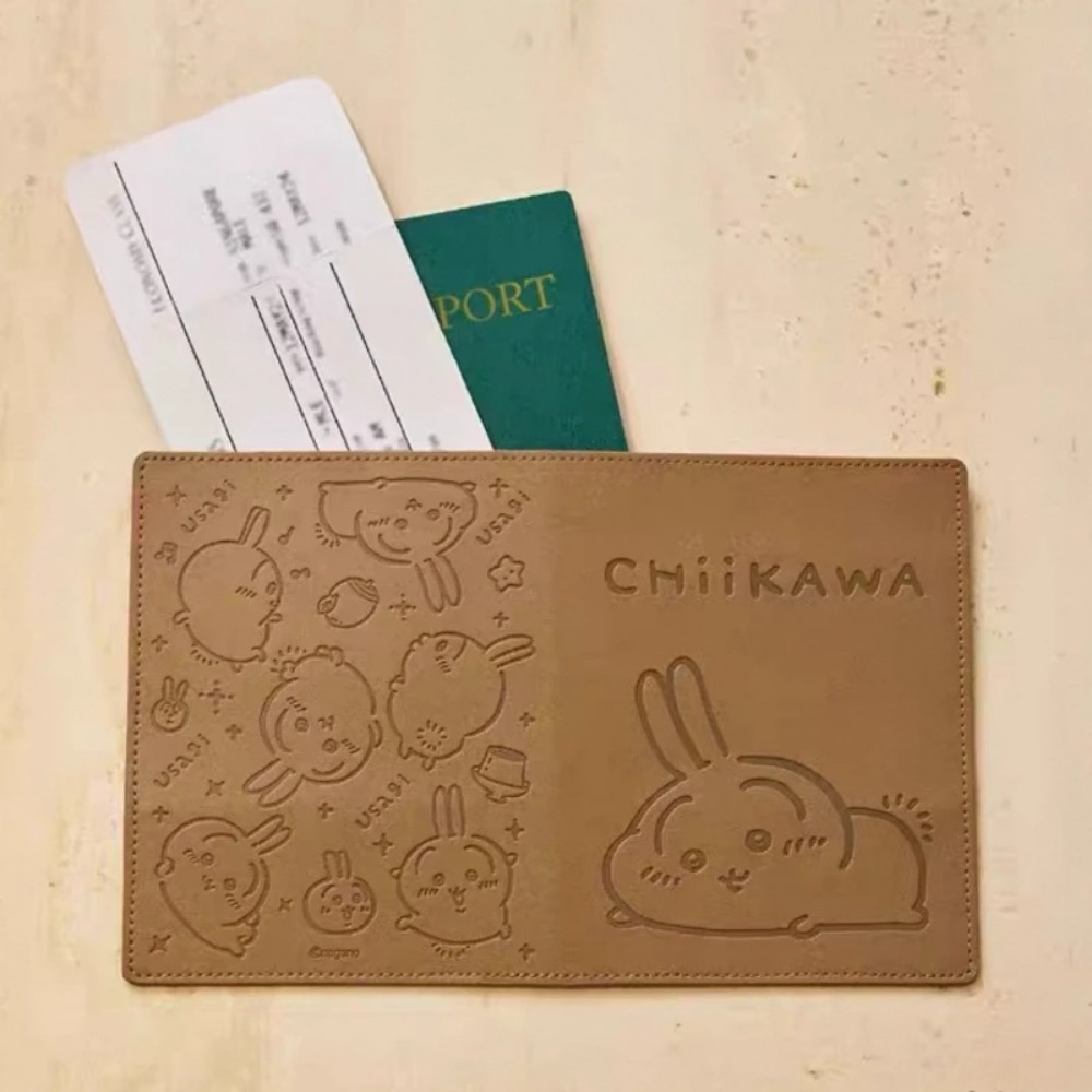 Travel Accessories For Japan - Kawaii Leder-Gepäckanhänger Goldgeprägt Niedlicher Chiikawa Usagi